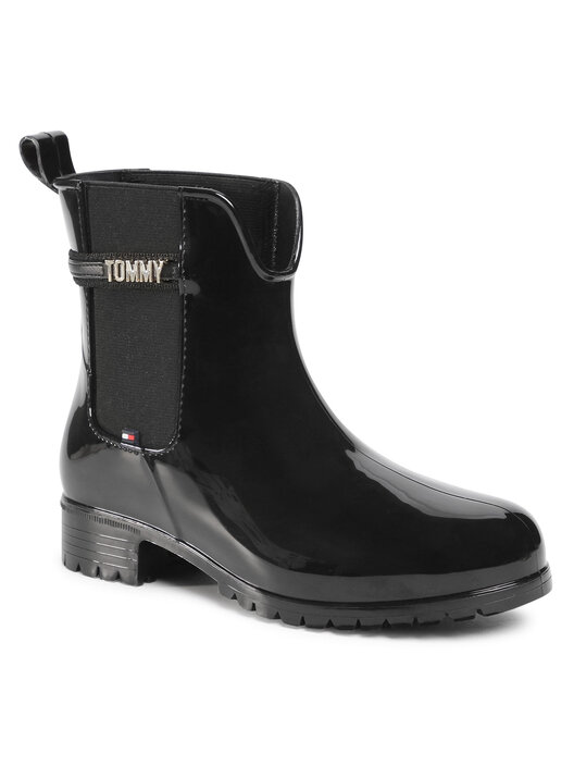 Black Fw0fw05202 Botas De Agua Tommy Hilfiger Block Branding