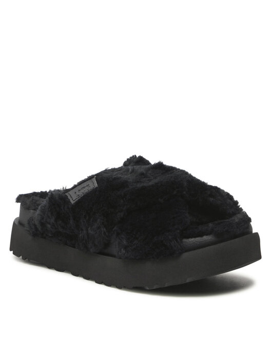 Pantoletten Ugg W Fuzz Sugar Cross Slide 1135131 Schwarz eschuhe
