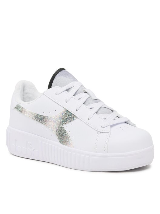 Scarpe Diadora Sneakers Bambino: Pelle Bianca Con Dettagli Neri, Chiusura Con Lacci