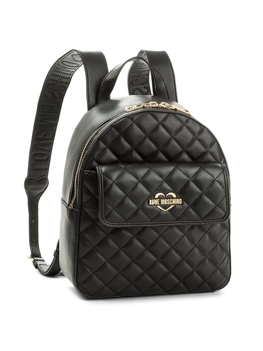 Mochila Pequeña Love Moschino | Corazón Acolchado Con Logotipo De Metal | Correa De Hombro Con Cadena | Para Mujer