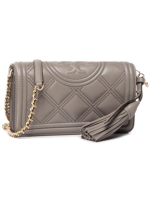 Sac a main Tory Burch Fleming Soft Wallet Crossbody 64312 Gris chaussures