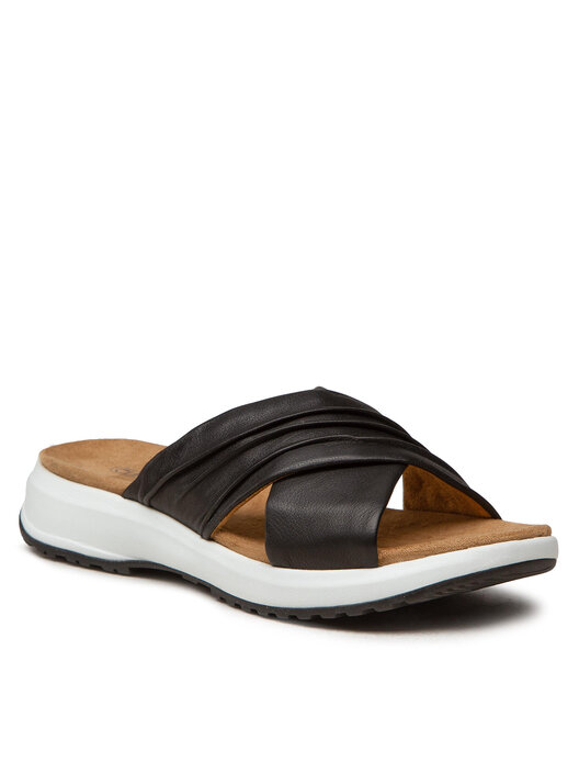 Ciabatte Caprice 9-27206-42 In Vera Pelle | Larghezza G Per Massimo Comfort | Tacco 4 Cm | Colore Naturale