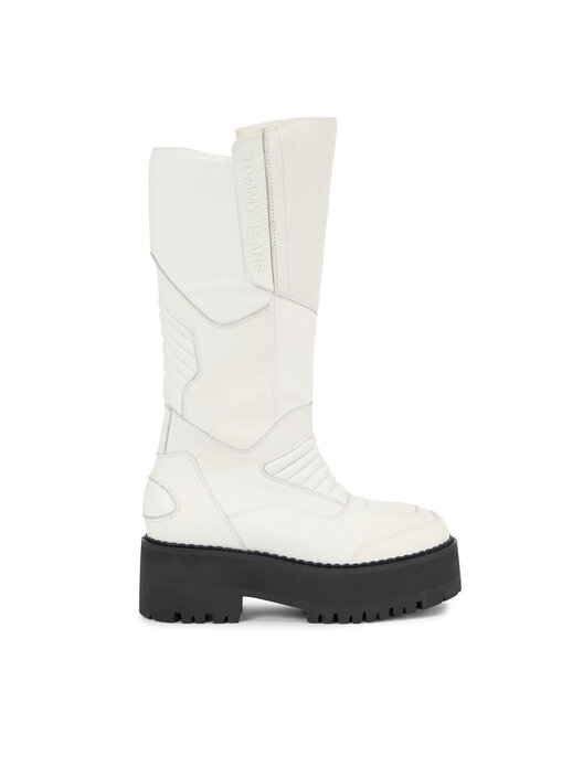 Stiefel Tommy Jeans Tjw Long Shaft Biker Boot EN0EN02376 WeiB eschuhe