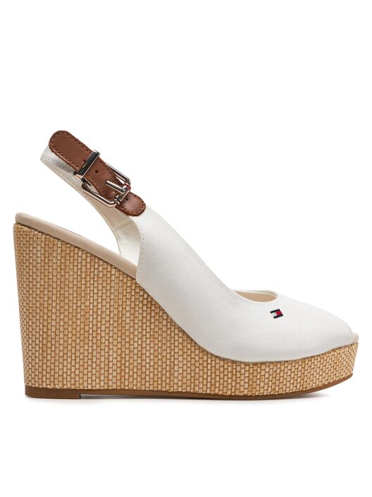 Sandales Tommy Hilfiger Iconic Elena Sling Back Wedge FW0FW04789 Ecru chaussures