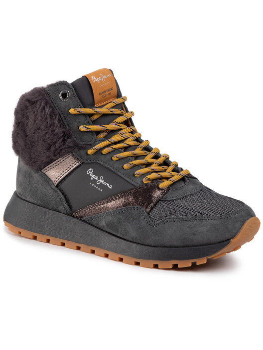 Pepe Jeans Damen Dean Curve Sneaker – Sportliche Wedge-Sneaker Aus Leder, Hoher Schnitt