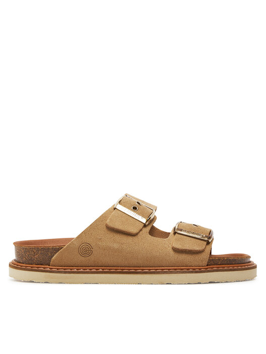 Sandali Hawaii Donna Genuins In Pelle Scamosciata Beige Con Platform - Modello Almond DS25GN02, Made In Spain - 4