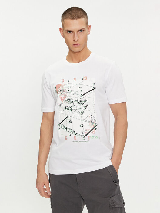 Tee Shirt Hugo Boss BOSS Hommes Te Cassette T-Shirt En Jersey De
