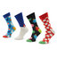 Happy Socks Sada 4 párů vysokých ponožek unisex Happy Socks XHTG09-6300 Barevná