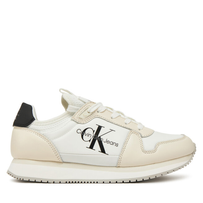 Sneakersy Calvin Klein Jeans Runner Sock Laceup Ml Lth - Biały