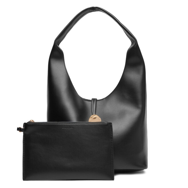 Torebka Calvin Klein Jeans Stone Lock Slouchy Small Shoulde - Czarny