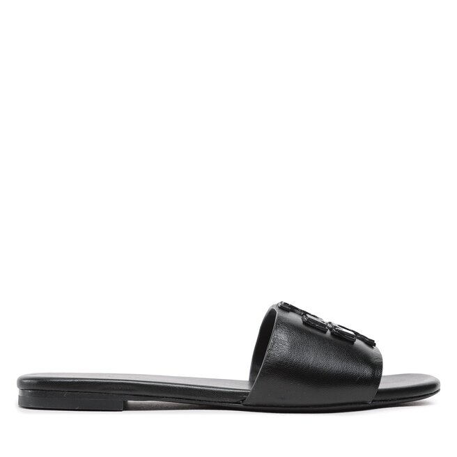Klapki Tory Burch Double Stack Logo Slide - Czarny