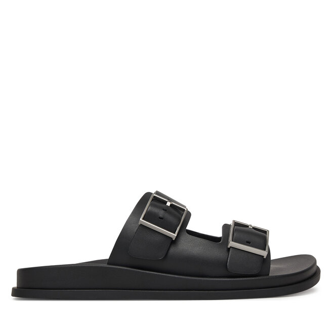 Klapki Calvin Klein City Sandal Buckle Lth HW0HW02885 Czarny -