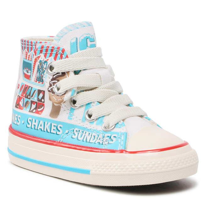 Teniși Converse Chuck 70 1V Hi A00397C White/Baltic Blue/Soft Red