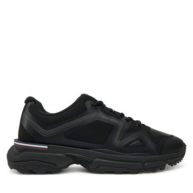 Sneakersy Tommy Hilfiger M Runner Tech Knit Lth Mix - Czarny