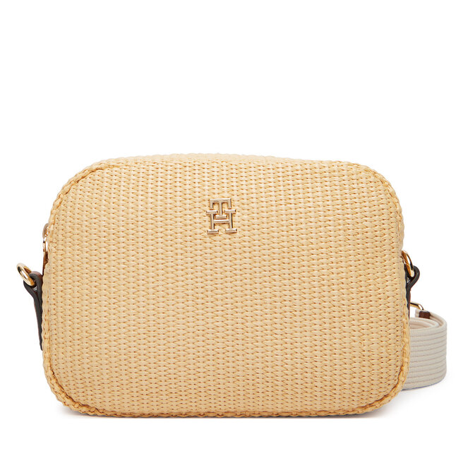 Torebka Tommy Hilfiger Popette Camera Bag Raffia AW0AW18525 Beżowy -