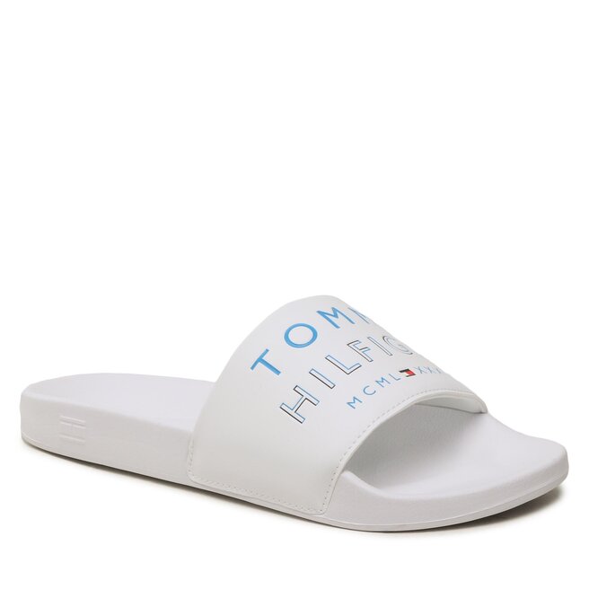 Tommy Hilfiger Șlapi Tommy Hilfiger Embossed Pool Slide FM0FM04463 White YBS