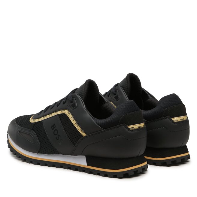 Hugo boss trainers black and gold online