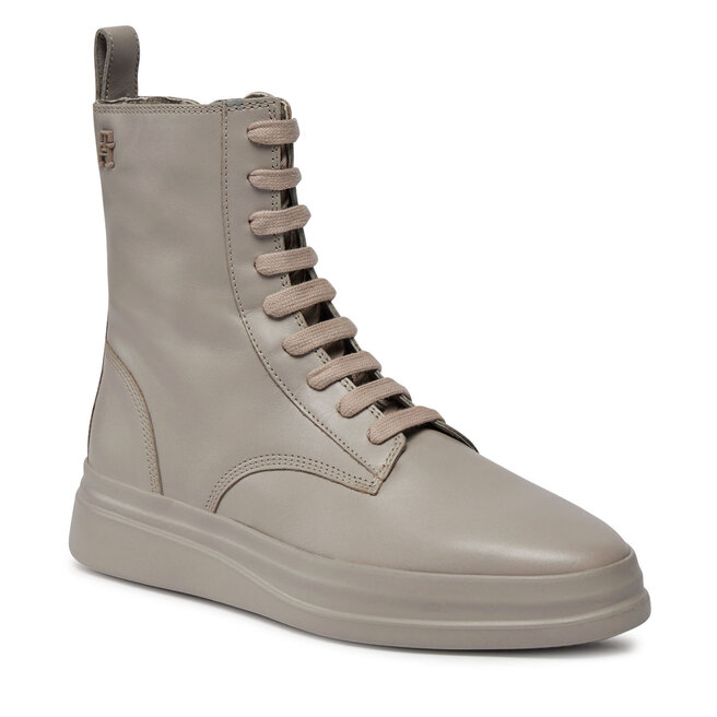 Botine Tommy Hilfiger Sporty Leather Flat FW0FW07799 Smooth Taupe