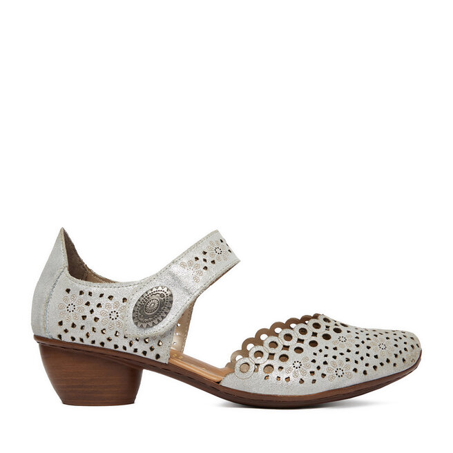 Półbuty Rieker 43753-90 Srebrny - kobiece