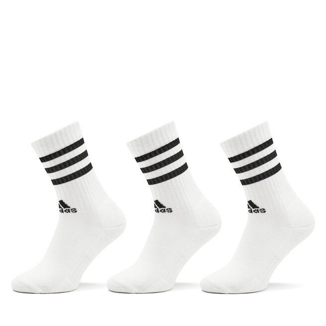 Skarpety wysokie unisex adidas 3-Stripes Cushioned Crew Socks 3 Pairs - Biały