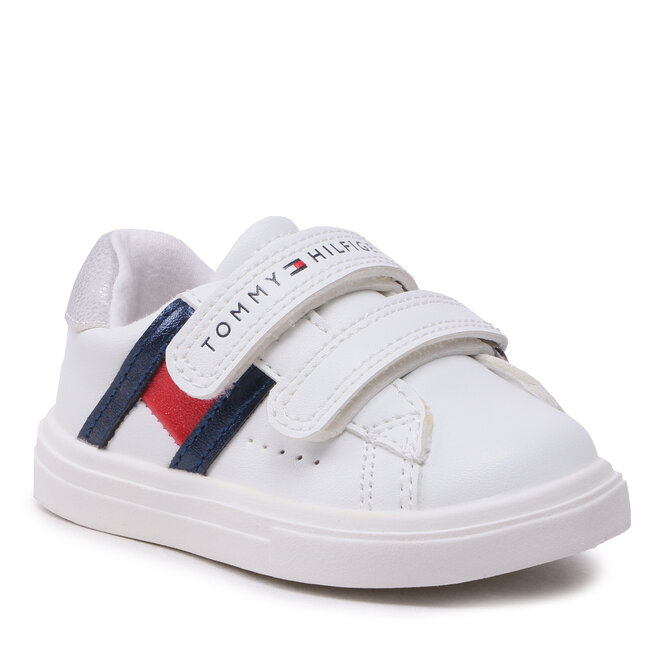 Sneakers Tommy Hilfiger Flag Low Cut Velcro SneakerT1A9-32683-1355 M White/Silver X025 Cut imagine noua gjx.ro