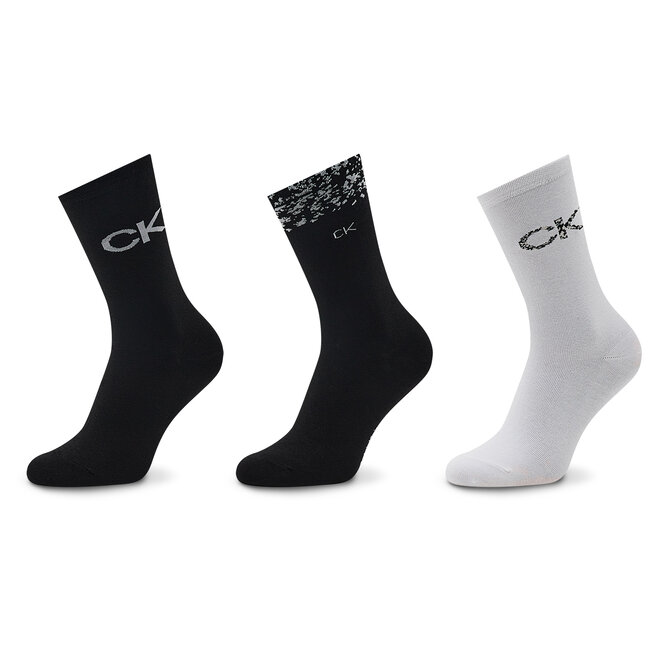Σετ 3 ζευγάρια ψηλές κάλτσες γυναικείες Calvin Klein 701219849 Black 002