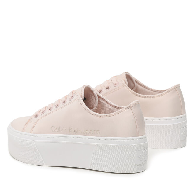 Calvin Klein Jeans Sneakersy Calvin Klein Jeans Flatform + Cupsole Satin YW0YW00917 Peach Blush 0JW