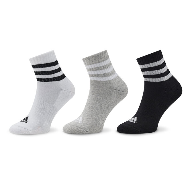 Skarpety Niskie Unisex adidas 3-Stripes Cushioned Sportswear Mid-Cut Socks 3 Pairs - Szary