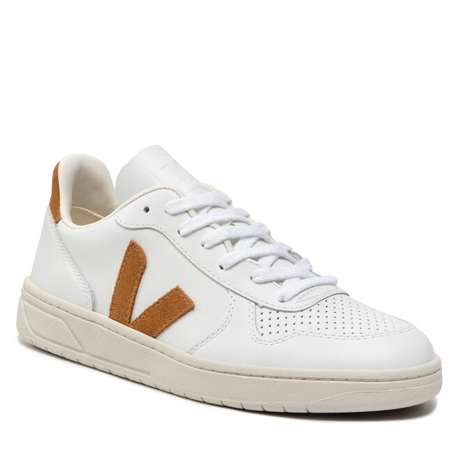 tramo Subordinar Suelto Sneakers Veja V-10 Leather VX0202652B Extra White/Camel • Www.zapatos.es