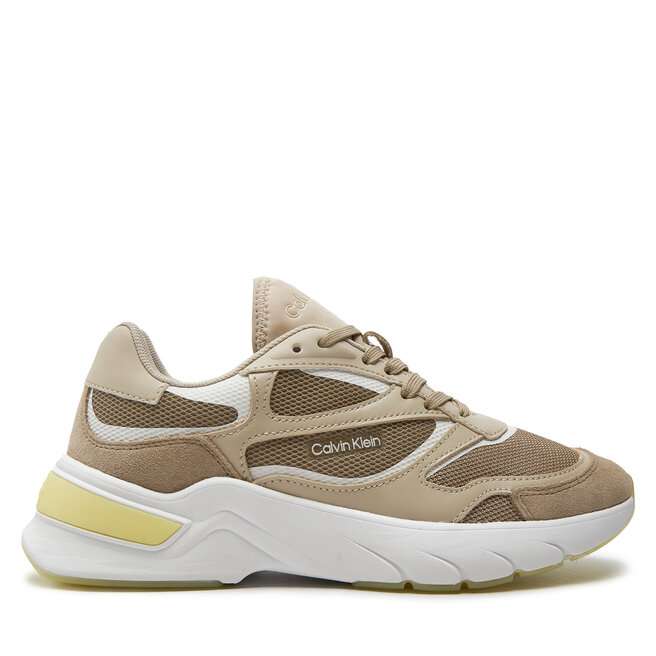 Sneakersy Calvin Klein Runner Lace Up Mesh Mix - Brązowy