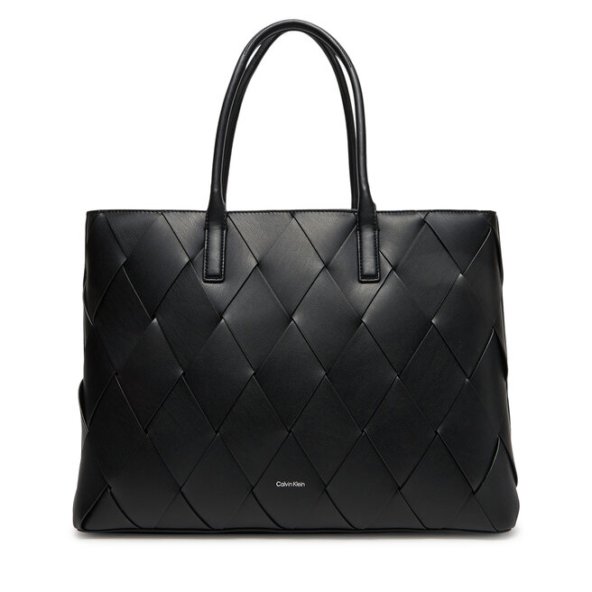 Torebka Calvin Klein Ck Woven Medium Shopper - Czarny