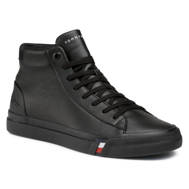tommy hilfiger corporate leather sneaker black