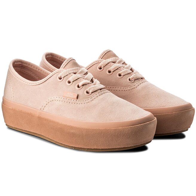 Vans pink authentic platform suede sneakers sale