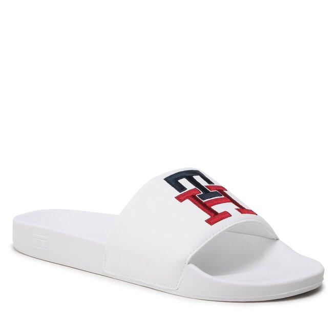 Șlapi Tommy Hilfiger Th Raised Embroidery Pool Slide FM0FM04349 White YBR Embroidery imagine noua
