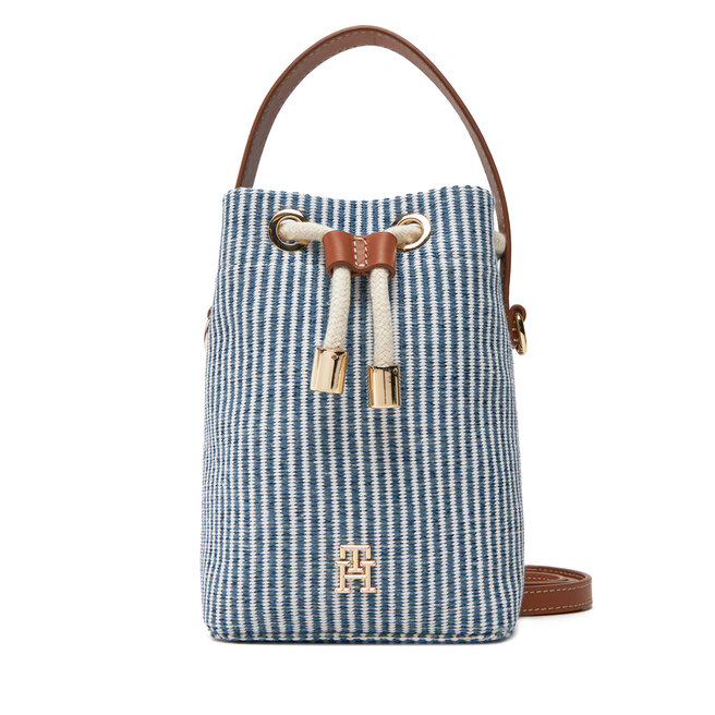Torebka Tommy Hilfiger Th Premium Beach Le Bucket - Niebieski