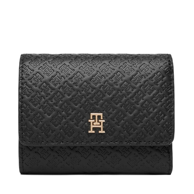 Portfel Tommy Hilfiger Th Icon Trifold Mono AW0AW18484 Czarny -