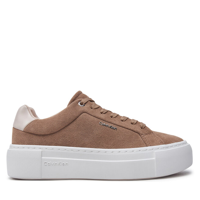 Sneakersy Calvin Klein Flatform Cup Lace Up W/Ml - Brązowy