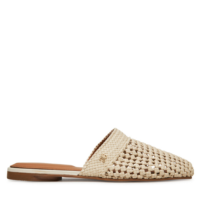 Klapki Tommy Hilfiger Crochet Mule - Écru