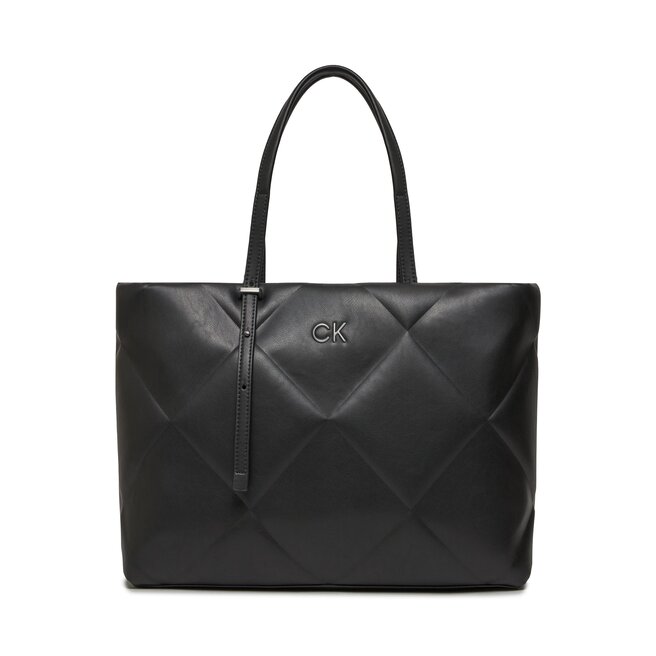 Torebka Calvin Klein Re-Lock Quilt Tote Lg - Czarny