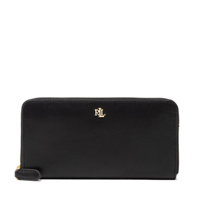 Duży Portfel Damski Lauren Ralph Lauren Zip Cont Wlt - Czarny
