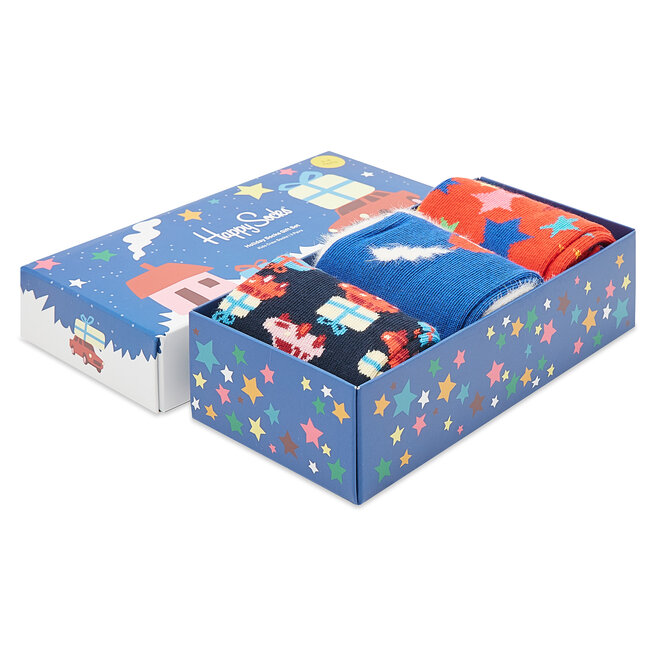 Happy Socks Súprava 3 párov vysokých detských ponožiek Happy Socks XKHDY08-0200 Farebná