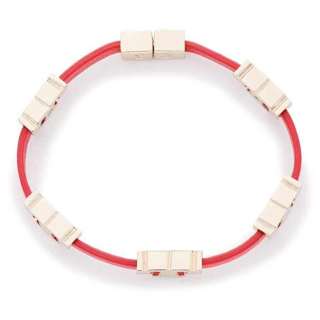 Tory Burch Βραχιόλι Tory Burch Serif-T Single Wrap Brecelet 61675 Gold/Brilliant Red/Brilliant