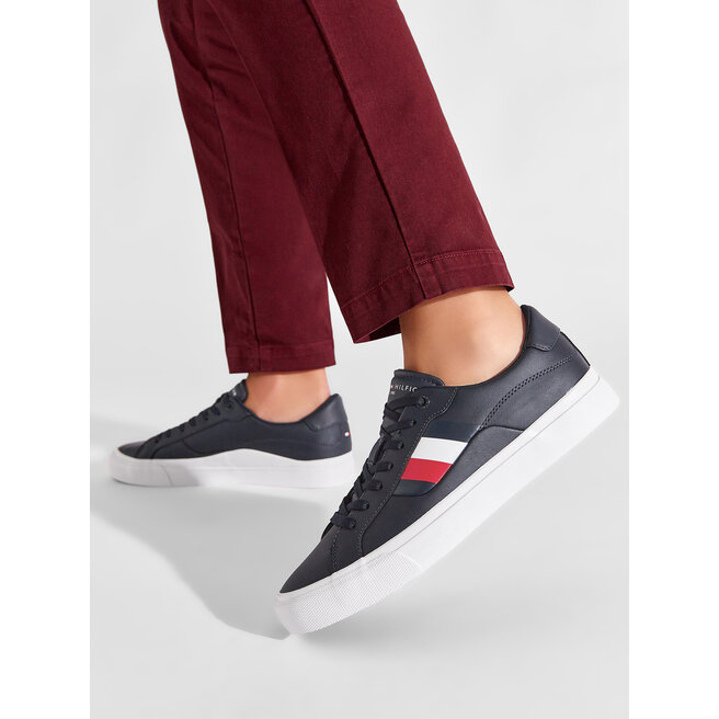 Tommy Hilfiger Гуменки Tommy Hilfiger Core Stripes Vulc Leather FM0FM04140 Desert Sky DW5