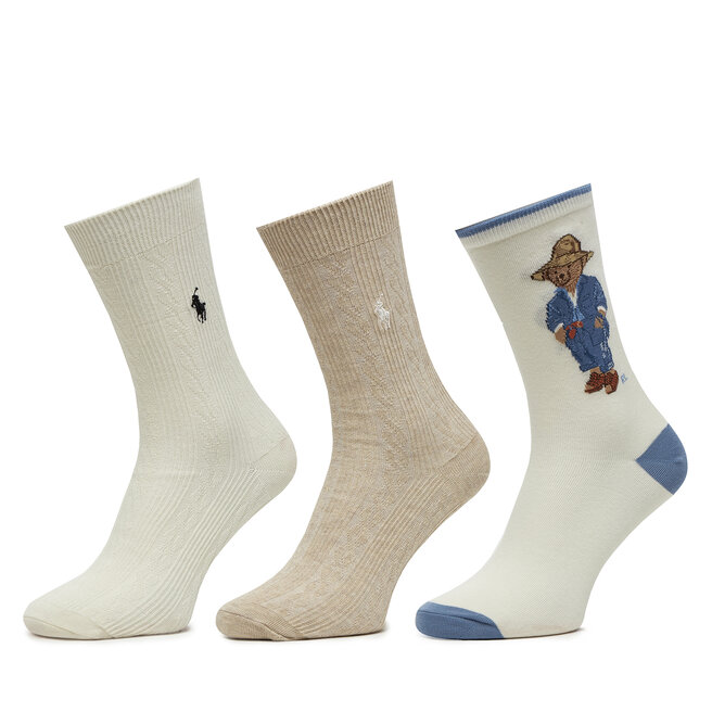 Zestaw 3 par wysokich skarpet damskich Polo Ralph Lauren - Kolorowy