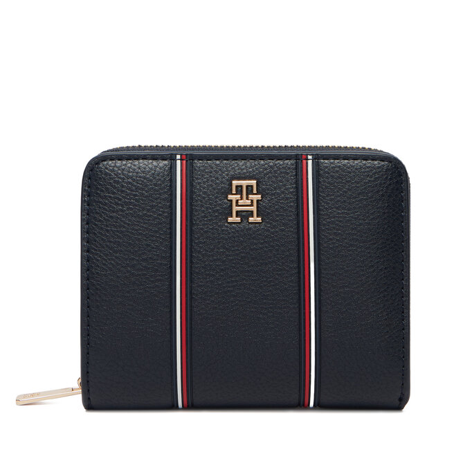 Portfel Tommy Hilfiger Th Icon Med Za W/Flap Corp AW0AW18653 Granatowy -
