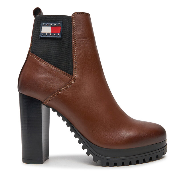 Botki Tommy Jeans Tjw New Ess High Heel Boot - Brązowy
