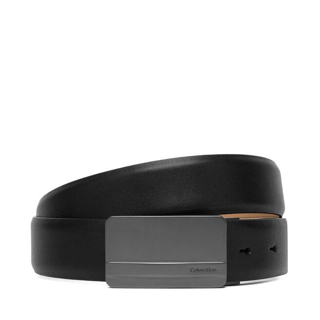 Pasek Calvin Klein Metal Logo Plaque 35Mm Adj LV04D7149G Czarny -