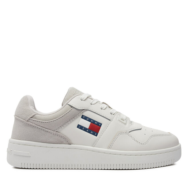 Sneakersy Tommy Jeans Retro Basket Mix Media - Biały