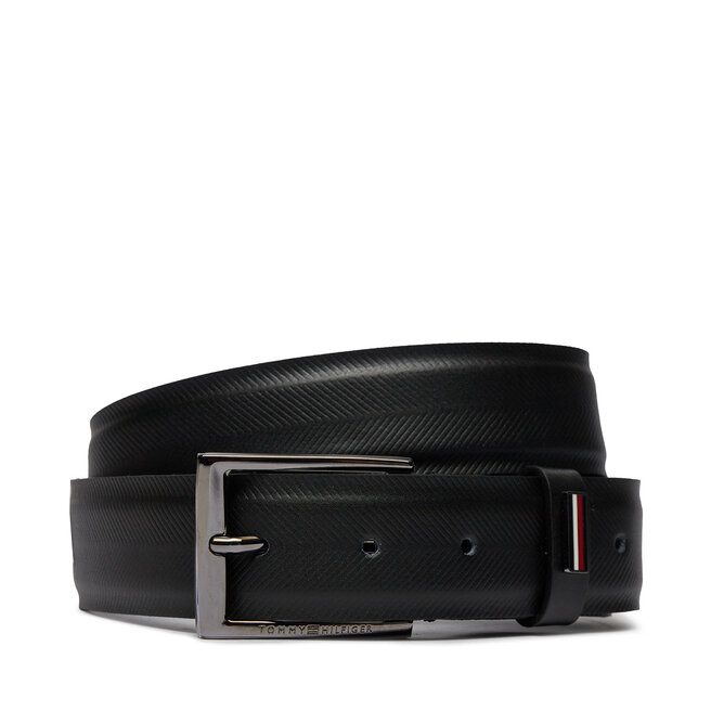 Pasek Męski Tommy Hilfiger Business Texture 3.5 Adj - Czarny