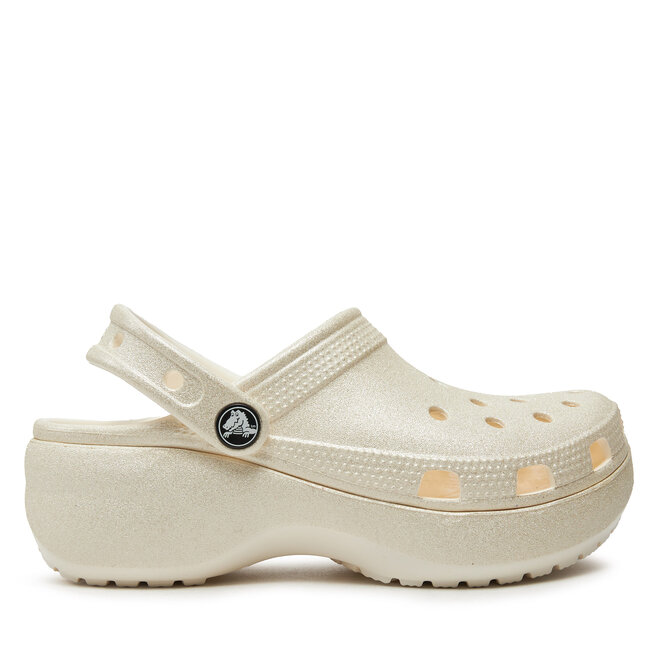 Klapki Crocs Classic Platform Glitter Clog W - Écru